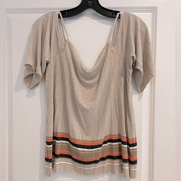EUC Bailey/44 Oatmeal Heather Open Shoulder Top Sz. M - Picture 1 of 6